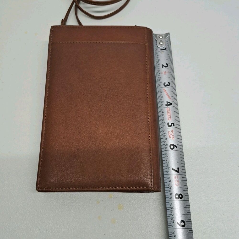 Boulder Ridge Crossbody Bag Brown Leather Folding Wallet Purse - Picture 6 of 7